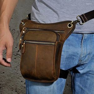 Taillenbeutel echter Lederbein Dropbeutel Verrückte Pferd/Öl Wachs Kaufläutchen Hüfte Penner Fanny Belt Pack Vintage Messenger Schulter männlich