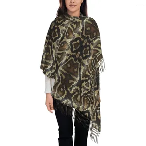 スカーフは暖かいスカーフ秋の秋のヘビ皮のプリントショールラップグレーと茶色のカスタムDIYブファンダ女性大型