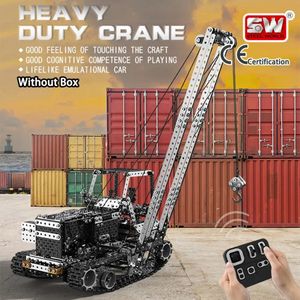 Diy Building Block Rc Crane Stainless Steel Assembled Sw 010 Side Hoist 2.4G Remote Control 10 Channel Puzzle Toy Kid 240428