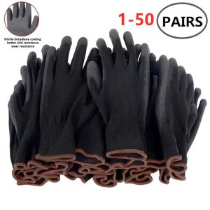 Luvas Pu nylon Luvas de revestimento de segurança de jardinagem Proteção do trabalho Trabalhadores da construção Luvas protetidas Máquinas de revestimento Luvas de trabalho