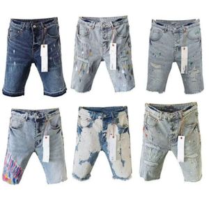 Purple Designer Mens Jeans Hot Shorts Brand Hip Hop Casual Short Knee Lenght Jean Clothing 29-40 Rozmiar