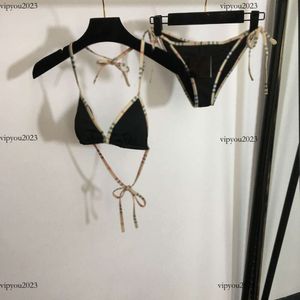 Designer badkläder kvinnor märke kvinnokläder sommar bikini mode randig färg blockering damer sexig backless sling baddräkt flicka strand badkläder maj 06