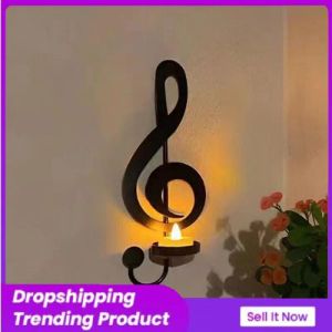 Candles Wall Candle Holder Durable European Home Candlestick Note Modeling Creative Office Music Note Candle Holder Home Decoration