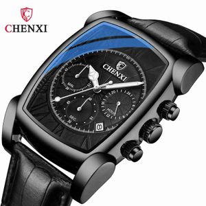 CHENXI Dawn Rectangular Multifunctional Sports Watch Mens Waterproof Glow Belt Quartz