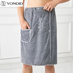 Toalhas yomdid homens vestíveis Toalha de banho de microfibra macia com bolso mágico para adultos ginástica sauna spa SAWAMA