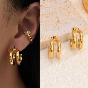 Dangle EarringsファッションメタルU字型スクエアフープイヤリング女性ビンテージ幾何学的な声明2列単にデザインジュエリーギフト