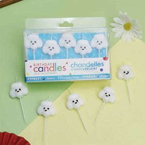 3PCS Candles Hot Sale Cartoon Teddy Dog Party Happy Birthday Cake Candles White Puppy Childrens Birthday Cake Decoration
