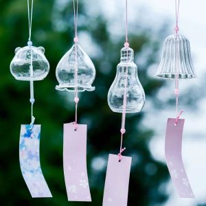 Dekorationer transparent glas vindklockor windows vindklocka hängande utomhus trädgård dekor trädgård chimes japansk rum dekor diy hantverk