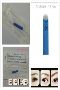 Whole50 PCS 18 Pin U Shape s Permanent Makeup Eyebrow Embroidery Blade For 3D Microblading Manual Tattoo Pen8411190