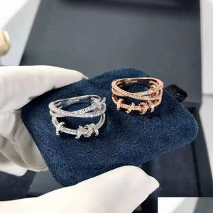 Cluster Rings Designer Luxury Ring For Women Love Designers Simated Diamond White Rose Gold Trend Fashion Good Drop Delivery Jewelry Ot9Fb