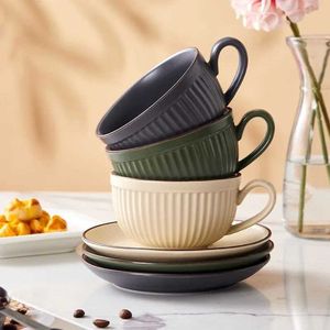 Tumblers 260ml European Retro style Coffee Cup with Saucer set Pumpkin Cups Ceramic Mugs Latte Espresso Mug Afternoon Tea Water H240506