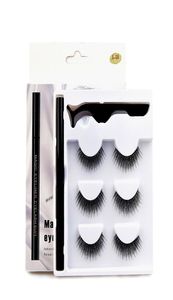 Eyelash set for makeup004Waterproof Magnetic Liquid Eyeliner False Eyelashes Tweezer Set Eye Lashes Kit Very convenient magnet 1418011