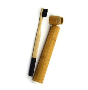 100 биоразлагаемый бамбуковый держатель зубной щетки с Craft Case Creative Comtuial Logo Натуральный экологичный деревянный натуральный путешествие HO9420378