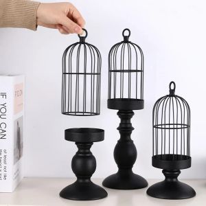 Candele Cancelle Retro Bird Cage Candlestick European Style Iron Art Holder Photography Restaurant Propts