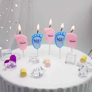 3PCS Candles Little Feet Candle Baby Shower Birthday Children Welcome Baby 100 Days Newborn Full Moon Footprint One Year Old Candle