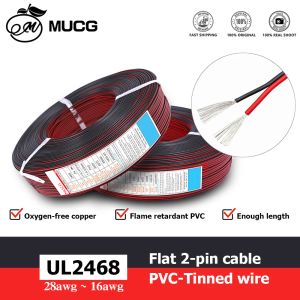 Bulbos 2 pinos Cabo vermelho preto fio elétrico plano 5V 12V LED automotivo 18AWG Fios elétricos de carro 16AWG 20AWG 16 18 20 24 26 28 AWG