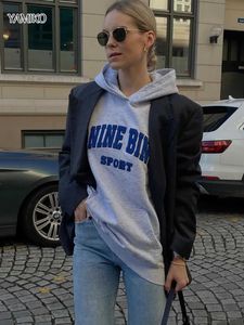 Erkek Hoodies Sweatshirts Mavi İşlemeli Mektup Hoodie 2024 Kış ve Sonbahar Kadın Hoodie Street Moda Fermuar Kadın Yün Sıcak Sweatshirt Q240506