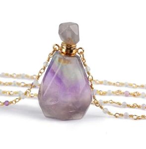 HD00916 Natural Gemstone Bottle Colorful Orite Parfym Bottle Sential Oil Parfume Pendant Necklac82422548681159