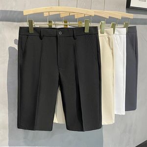 Men's Shorts Summer Loose Male 2024 Korean Solid Men Fashion Business Office Mid-rise Button Straight Casual Five Points Pants