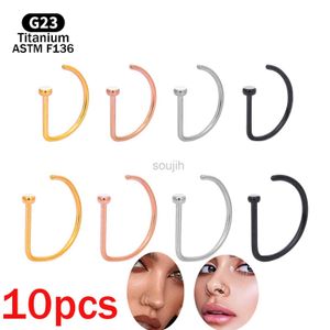 Body Arts 10pcs G23 Titanium Piercing Nose Ring D-shaped Medical 18G 20G Tragus Helix Stud Hoop Septum Earring Body Jewelry Wholesale d240503