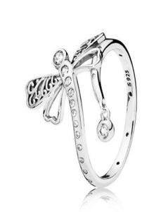 Anel de drenagem de prata de prata esterlina original 925 anel de libélula sonhadora para mulheres noivado de casamento Jóias de moda de moda1547140