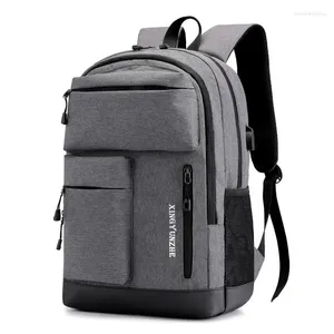 Zaino uomini adolescenti borse da liceo oxford grigio tasche multiple usb ricarica branco maschio maschio