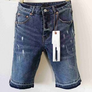 Homens de verão jeans roxos shorts cortados calças curtas de jeans soltas para mensagens retas da marca roxa reta Casual comprimento de joelho 2024