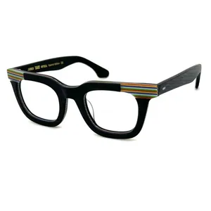 Tart 570 Optiska glasögon för män Kvinnor Retro Designer Fashion Sheet Acetate Square Full Frame Detaljerad elasticitetsstil Anti-Blue Light Lens Plate with Box