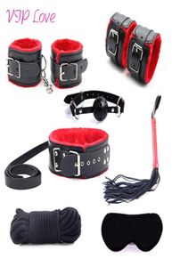 7 PCSSET Kit de bondage Restra de escravo Hands Hands Ball Whip Cololla Eye Mask Games Adults Fetish Sex Toys para os casais D181031077064497