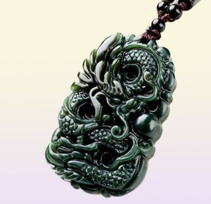 Pure naturale naturale intagliata intagliata Dragone Cina Pendente hetiana Pendant Auspicious Dragon Necklace C53110293