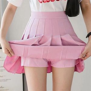 Юбки 2024 весна лето корейская юбка шорты женщин с высокой талией сексуальная мини -школа короткая плиссированная каваи японская розовая женщина
