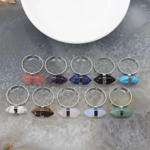 Rings cluster Natural pietra esagono appuntito ad anello regolabile chakra quarzo guarigione cristallo stick donna dita dono di gioielli