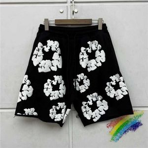 Men's Shorts Black gray Puff printed shorts for mens high-quality drawstring shorts BreechesL2405