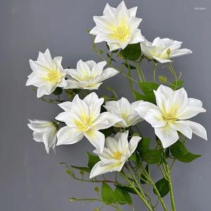 Dekorative Blumen Luxus Langer großer Lotus Zweig 3 Köpfe künstlich mit falschen Blättern Seidenschaum Flores für Home Wedding Decor