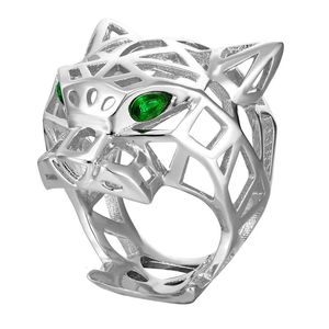 Zlxgirl Jewelry Men Ring Jewelry Brand Rhodium Silver Miltated Leopard Animal Rings FashionMen Wedding Ring 240430