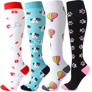 Socken Strumpfwaren 58 Radsport -Kompressionssocken Unisex Sports Socken laufen Reisemuster medizinische elastische Krampfadern Blutkreislauf Y240504