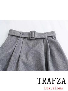 Saias casuais vintage chic saia Salia sólida zíper cinza solto de saia longa e reta Fashion 2024 Spring Office Lady Wear Skirt
