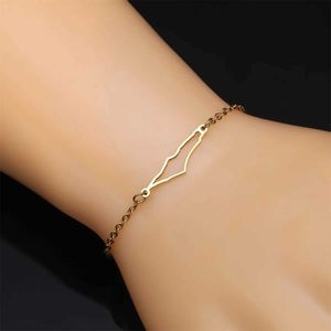 Chain Palestine Map Bracelet Geometry Stainless Steel Chain Accessories Rural Geography Jewelry H240504