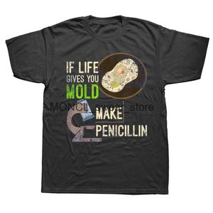 T-shirts masculinos Microbiologia engraçada Molde Penicilina Cientista Gift Biologia t camisetas gráficas de algodão strtwear short slve t-shirt Men H240506