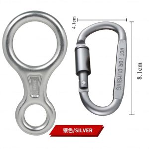 Aksesuarlar 2pcs14.6*7.5cm 8 kelime tırmanma halka halat inender dişli belay cihazı yokuş aşağı sekiz yüzük 35kn figür kaya tırmanma soyundan geliyor