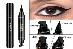 CMAADU dubbelvingad eyeliner för nybörjare Angle Brush Eyeliners Pen Makeup Stamp Eye Liner Big and Small Easy To Wear Black Eyes8053335