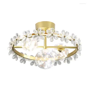 Ceiling Lights Modern Minimalist Bedroom Lamp Golden Flower Room Warm And Romantic Study Decorative For Kids