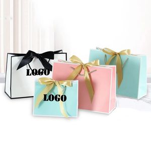 50/100 Pcs Custom Paper Bag For small business wig wedding gifts package paper bags birthday clothing shopping jewelry bags 240426