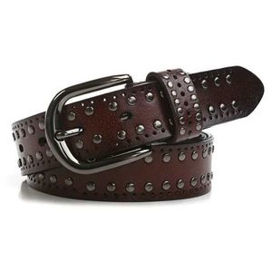 sories MYMC Studded Genuine Leather Belt Women La Punk Waistband Luxury Waist Rivet Retro Belts for Jeans Casual Fashion Luxurious J240506