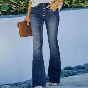 Женские брюки Capris Jeans Женщины женский 2023 Легкие колокольчики джинсовые брюки с высокой талией джинсы для похудения с высокой талией Японская одежда Y2K Y240504