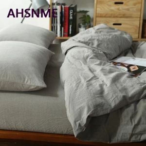 Setler Ahsnme% 100 pamuklu bedlinen süper yumuşak yatak örtüleri yatak kapağı açık gri katı yorgan kapağı haki yıkanmış yorgan ropa de cama perdesi