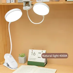 Lampade da tavolo Lampada LED LIMA NOTTE ricaricabile USB con morsetto pieghevole Studio Stand Read Touch 3 Modie Dimmuta Protezione per gli occhi