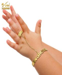 Dubai Banles Bransoleta Bransoletka złota Złota 24K Kids Born Boys African Arabski mankiet luksusowy łańcuch ślubny Pierścionki Dziewczyny Bangle3985921