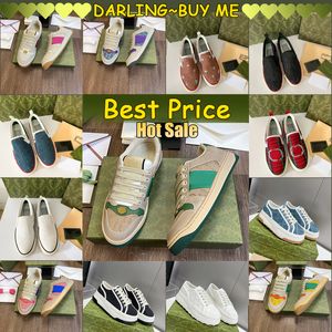 Tennis Canvas Casual Shoes Luxurys Designers Womens Shoe Green Red Rubber Sole Cotton Low Top Mens Sneakers Classic Womens 2024 Bästa pris Högkvalitativ vit röd rött