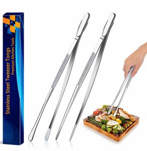 Utensilien 12 -Zoll -Küche Pinzette feine Pinzette Zunge extralong Edelstahl Kochen Kochfeinungen für Küchenfutter Kochen Meeresfutter und Grill